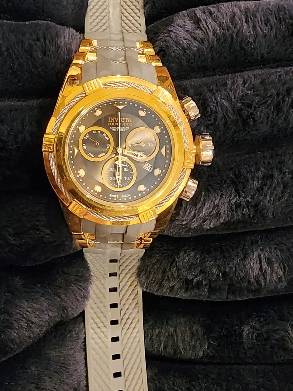 Invicta Men’s Gold and Black Chronograph Bracelet Watch